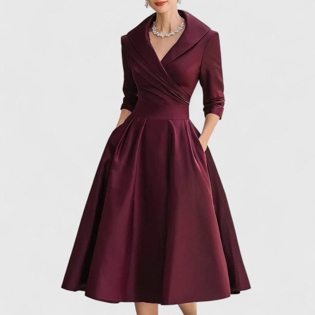 Eliane | Draped V-Neck Midi Dress