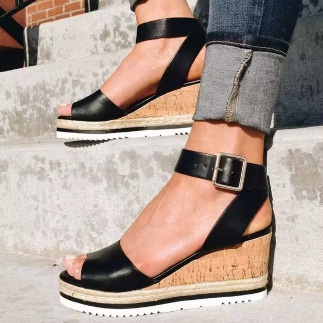 Sophie - Adjustable Wedge Strap Sandals