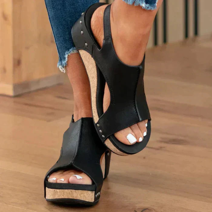Paige - Open Wedge Cut-Out Sandals