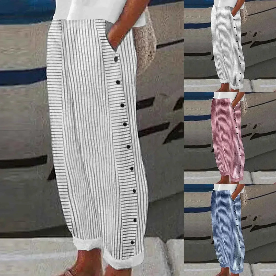 Coastal | Striped Button Trousers