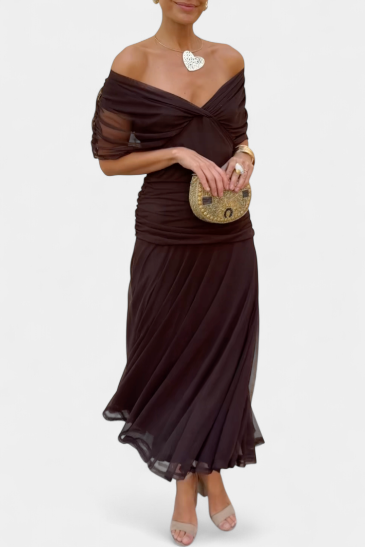 Alina | Draped Off-Shoulder Evening Dress