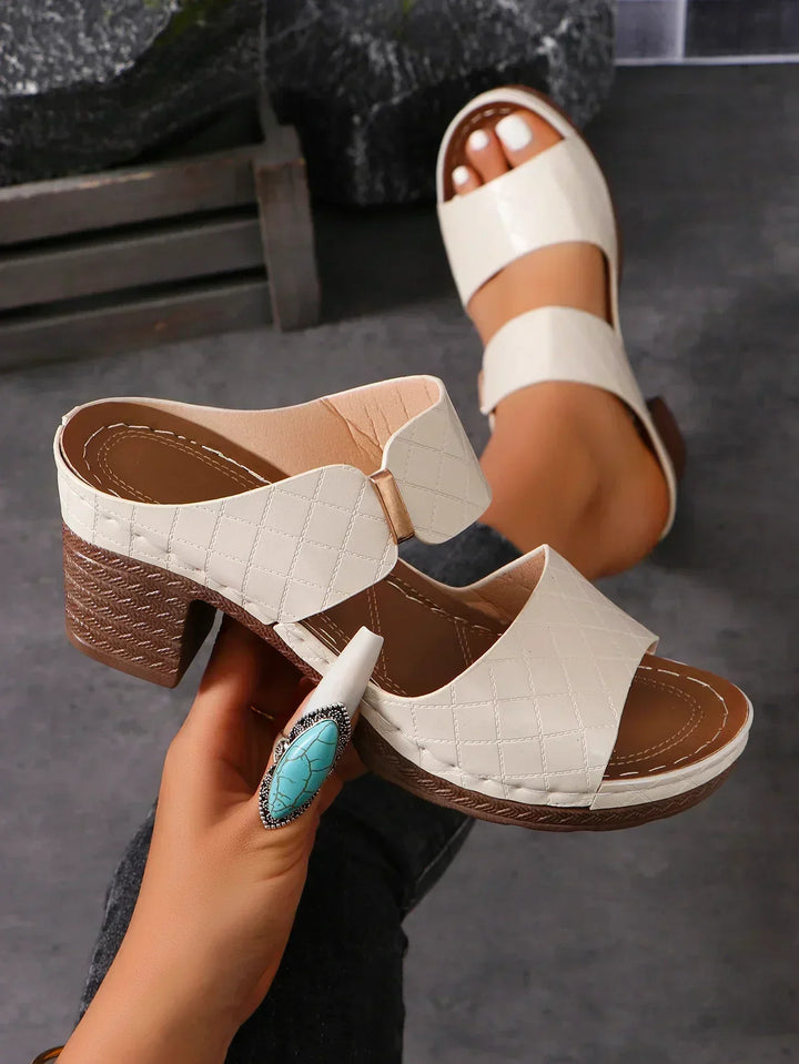 Tara - Slip-On Block Heel Sandals