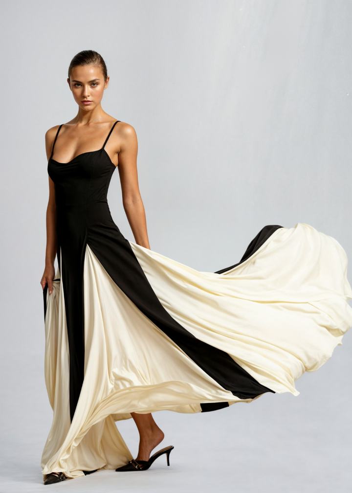 Lucienne | Two-Tone Maxi Dress