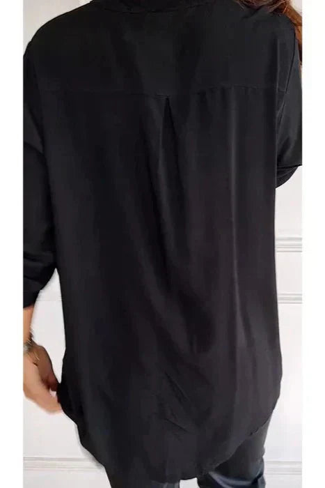 Hannah | Sequin Trim Button-Up Top